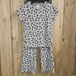 Nicole Miller Floral Print Beige and Black Two-Piece Set